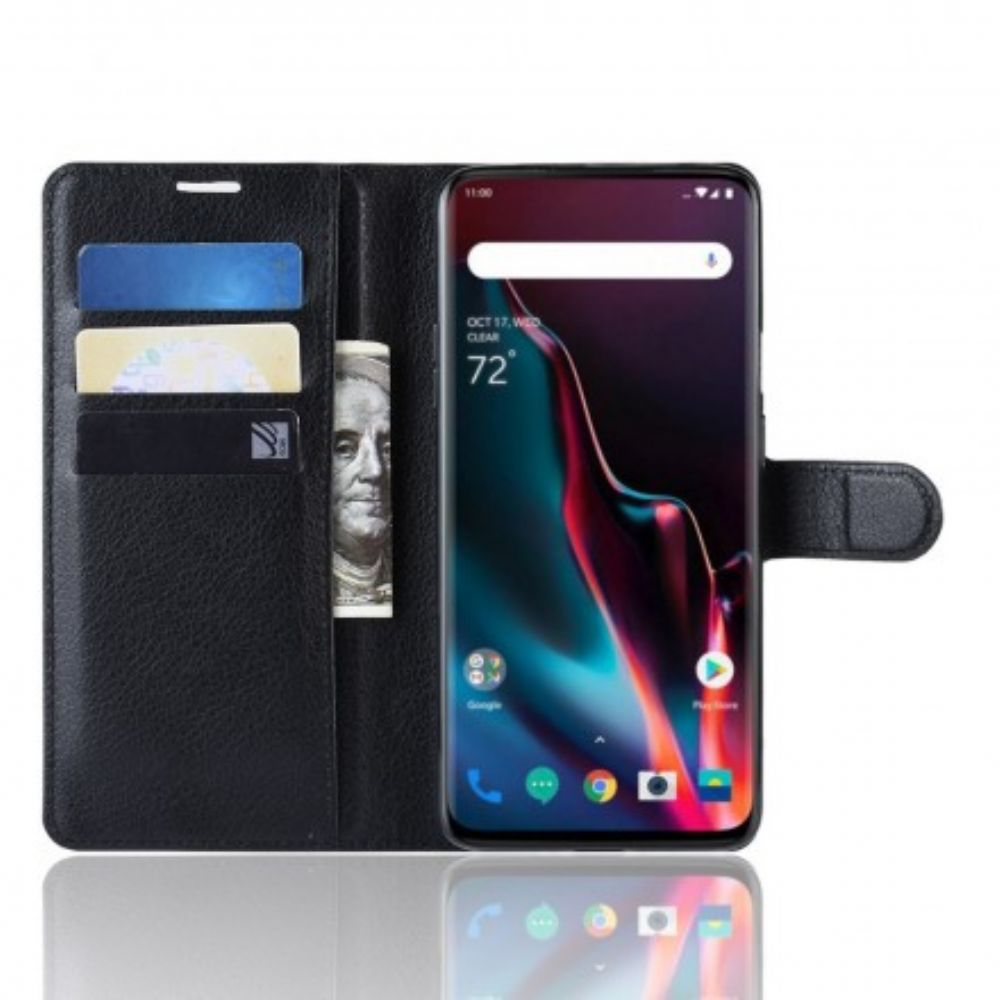 Leren Hoesje voor OnePlus 7 Pro Retro Lychee