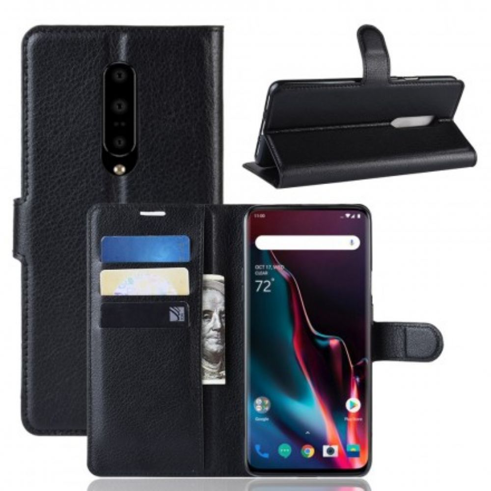 Leren Hoesje voor OnePlus 7 Pro Retro Lychee