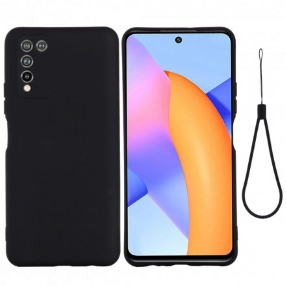 Hoesje voor Honor 10X Lite Vloeibare Siliconen Met Koord