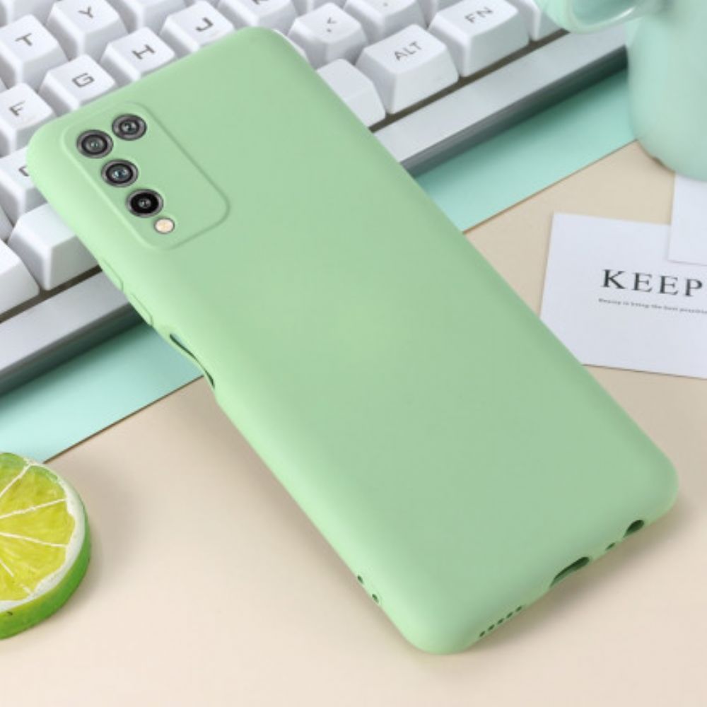Hoesje voor Honor 10X Lite Vloeibare Siliconen Met Koord