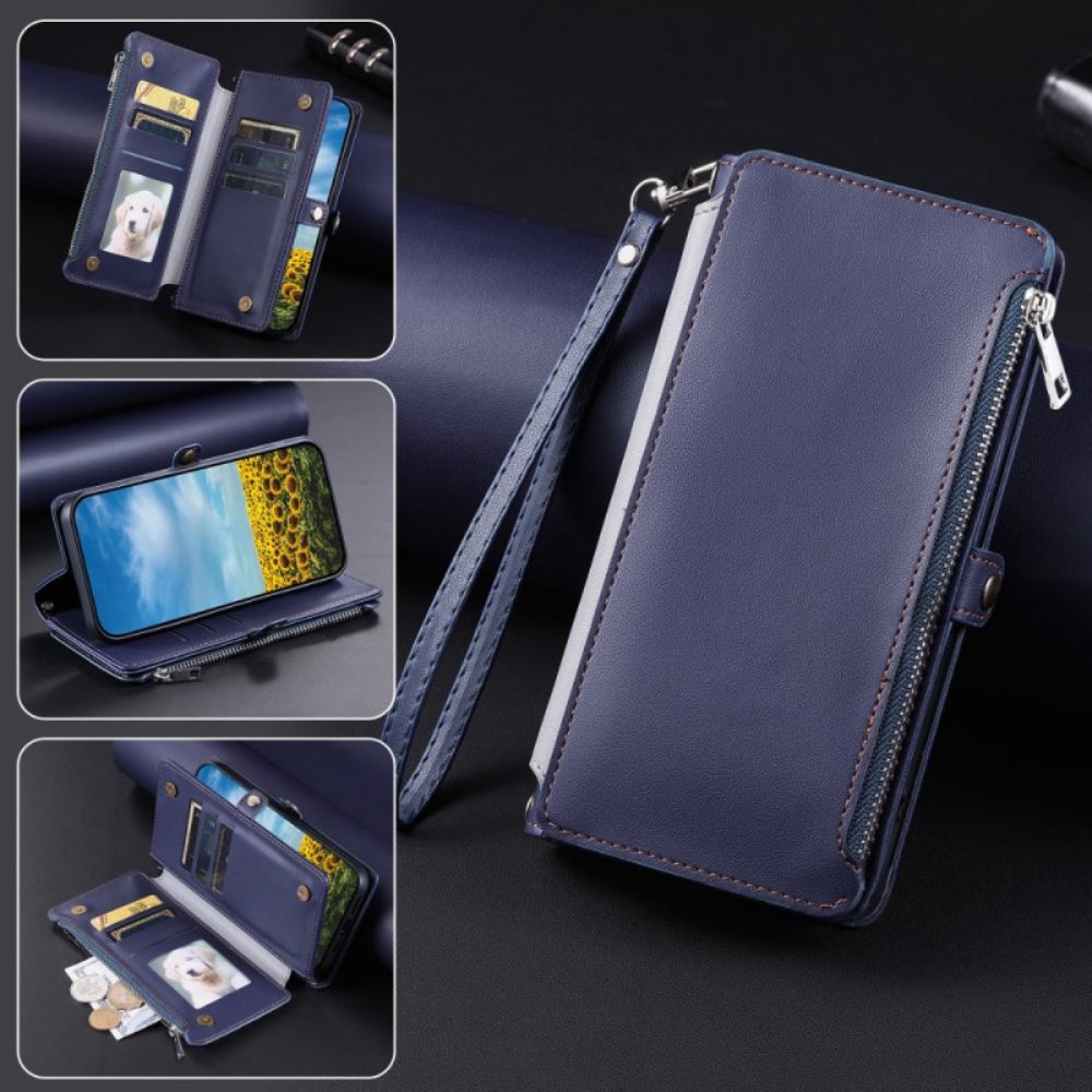 Bescherming Hoesje Poco C75 Portemonnee Met Riempje En Schouderriem