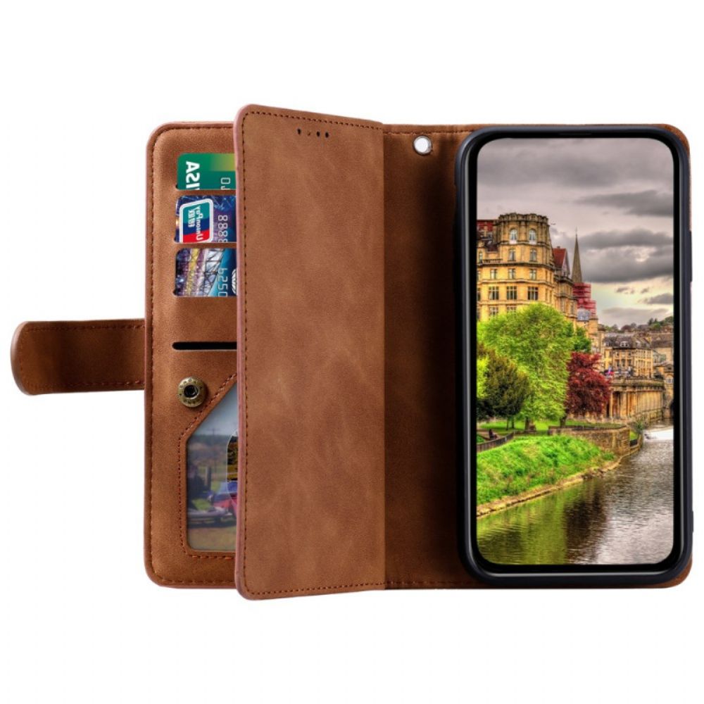 Flip Case Leren Poco C75 Multifunctioneel Met Riempje