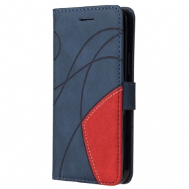 Flip Case Leren Poco C75 Tweekleurige Strepen