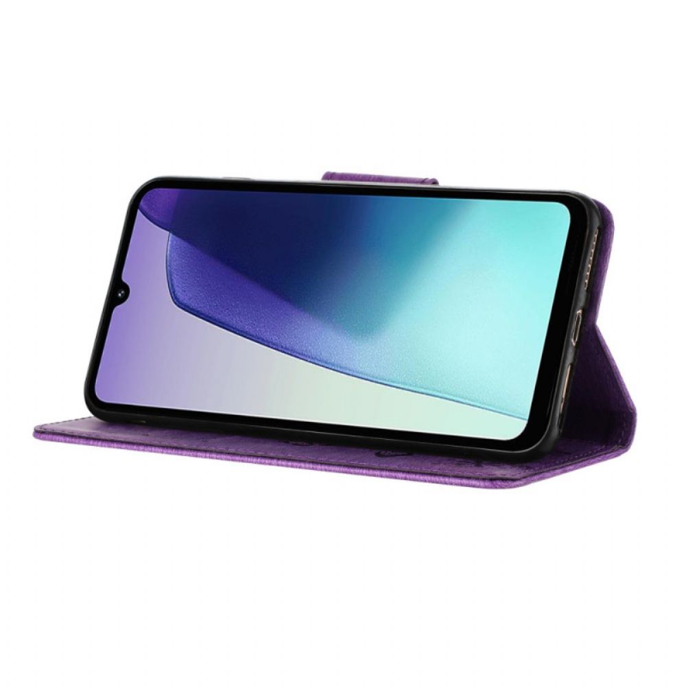 Flip Case Leren Poco C75 Vlinders Met Textuur