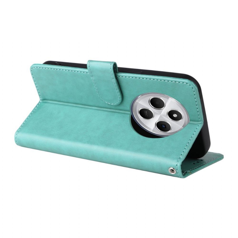 Folio-hoesje Poco C75 Bloemen En Vlinders Met Koord