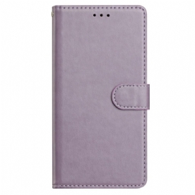 Folio-hoesje Poco C75 Effen Leer-effect Met Bandje