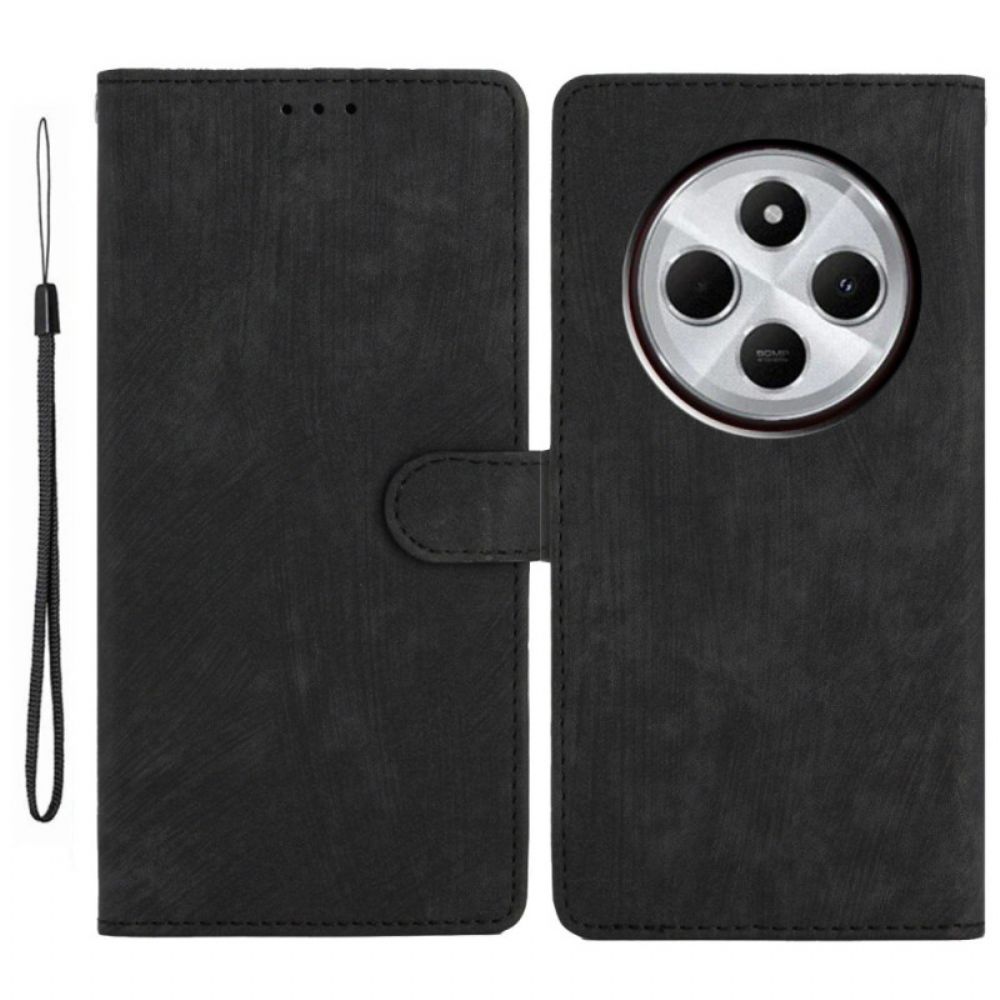 Folio-hoesje Poco C75 Suède-effect Met Bandje