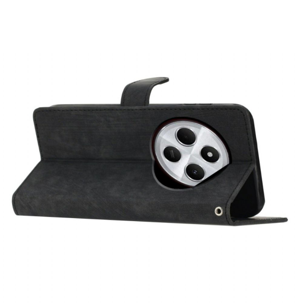 Folio-hoesje Poco C75 Suède-effect Met Bandje