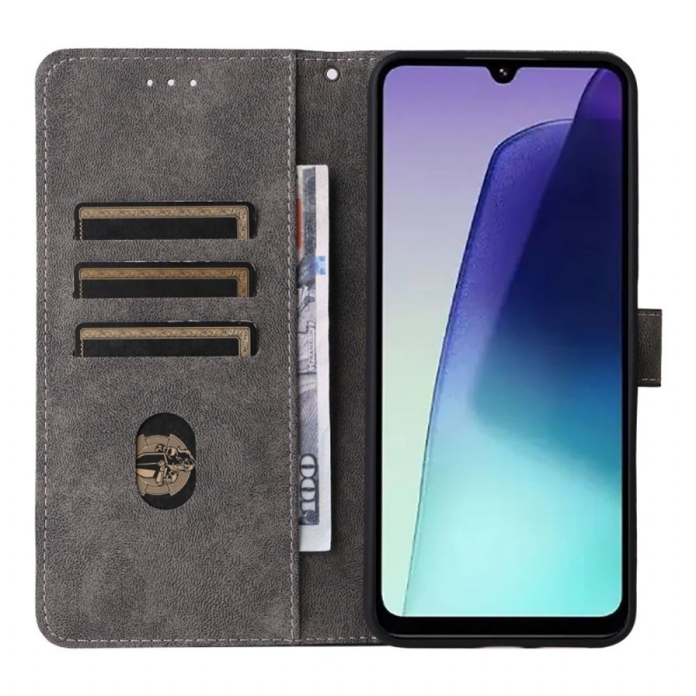 Folio-hoesje Poco C75 Suède-effect Rfid-blokkering Met Bandje