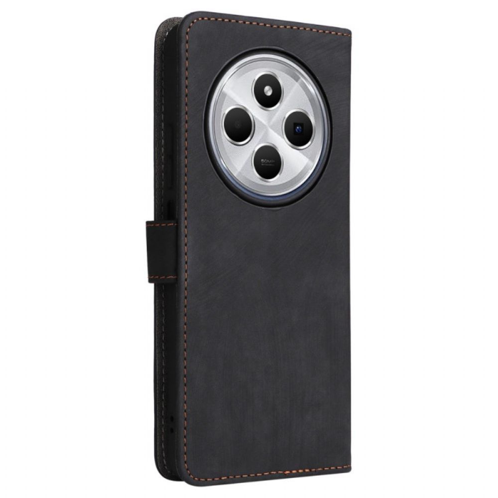 Folio-hoesje Poco C75 Suède-effect Rfid-blokkering Met Bandje