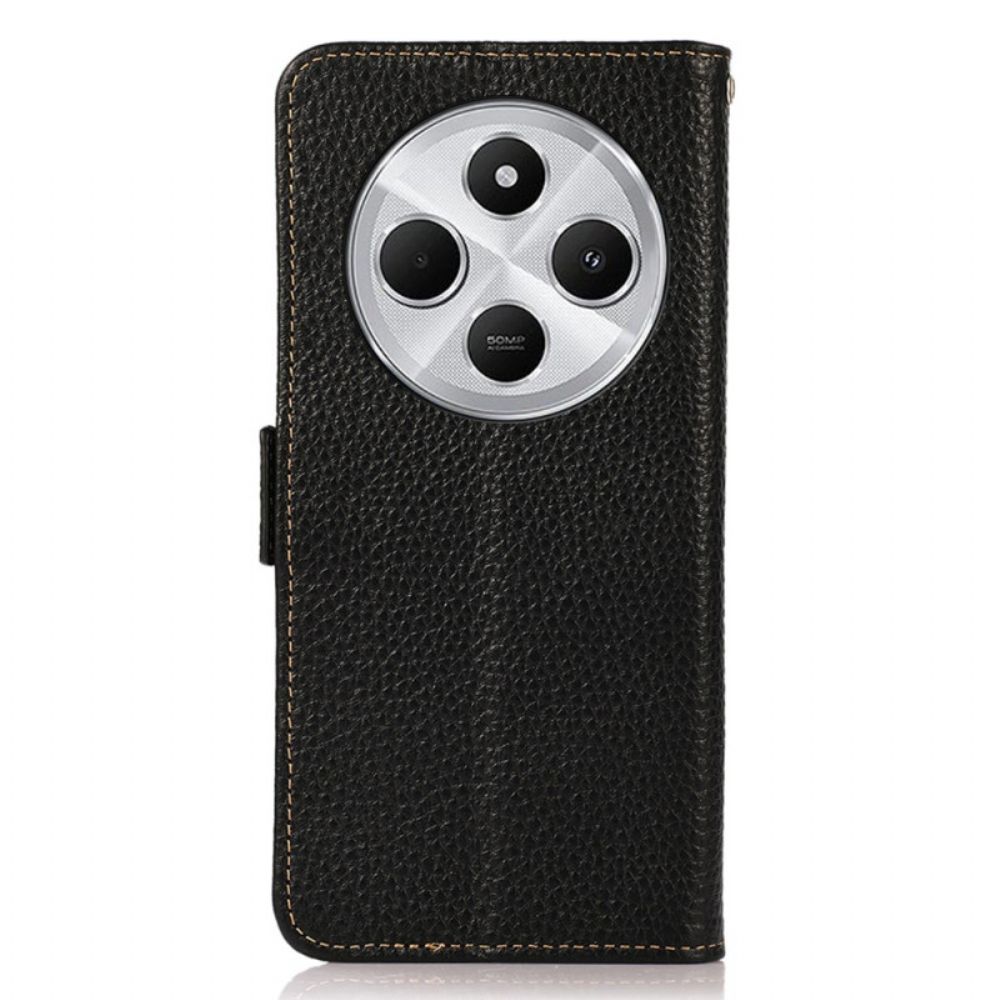 Folio-hoesje Poco C75 Telefoonhoesje Lychee Leer Met Rfid-blokkering