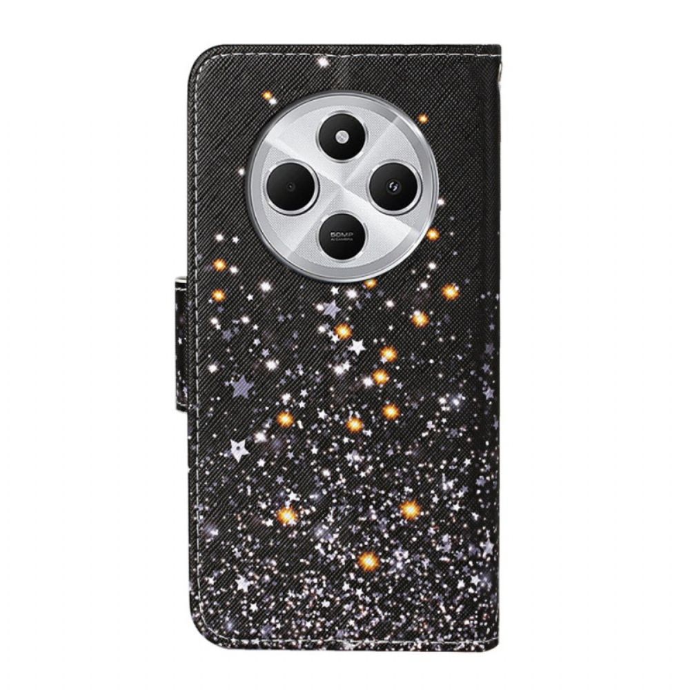 Folio-hoesje Poco C75 Telefoonhoesje Zwart Pentagram Patchwork Met Riempje