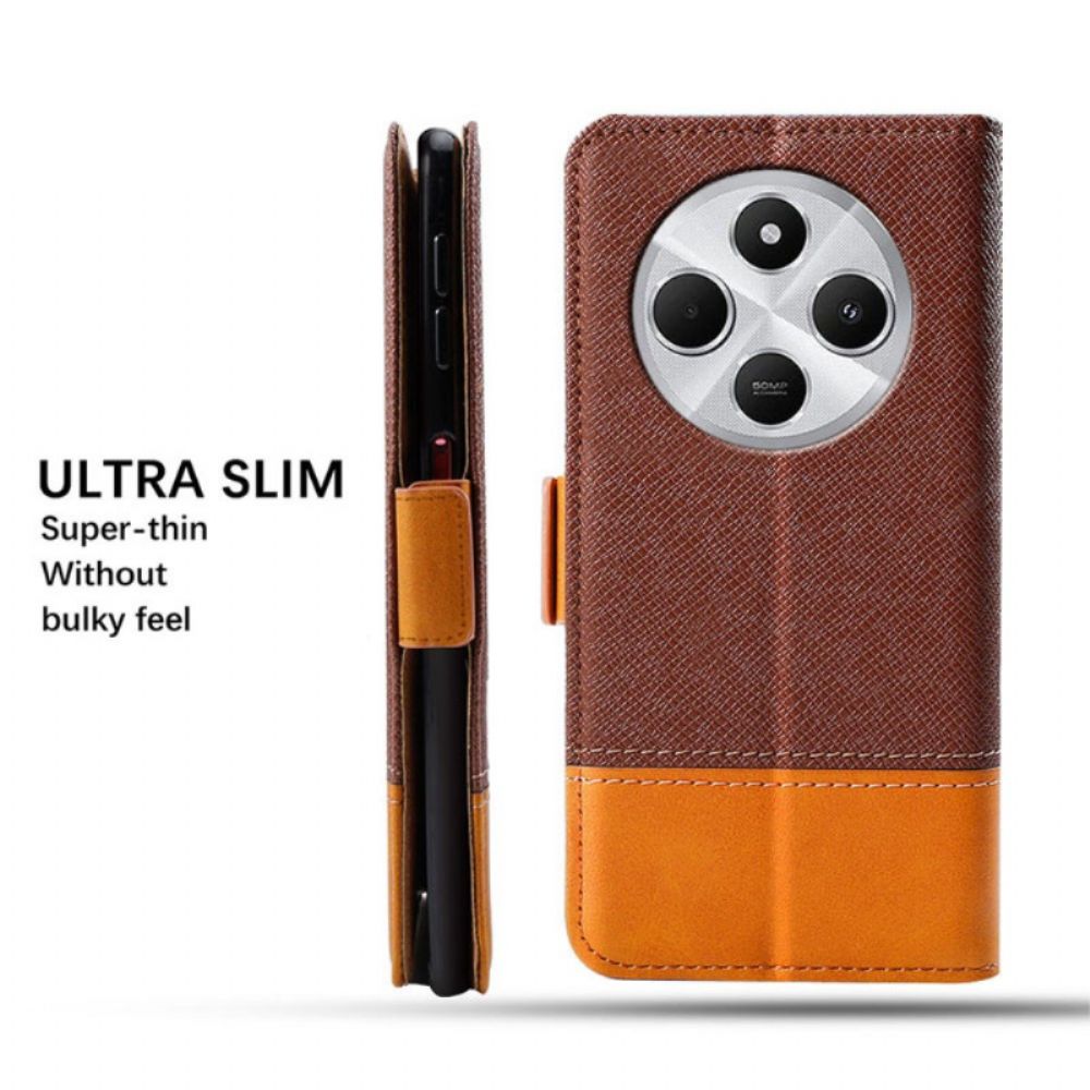 Folio-hoesje Voor Poco C75 Twee Texturen