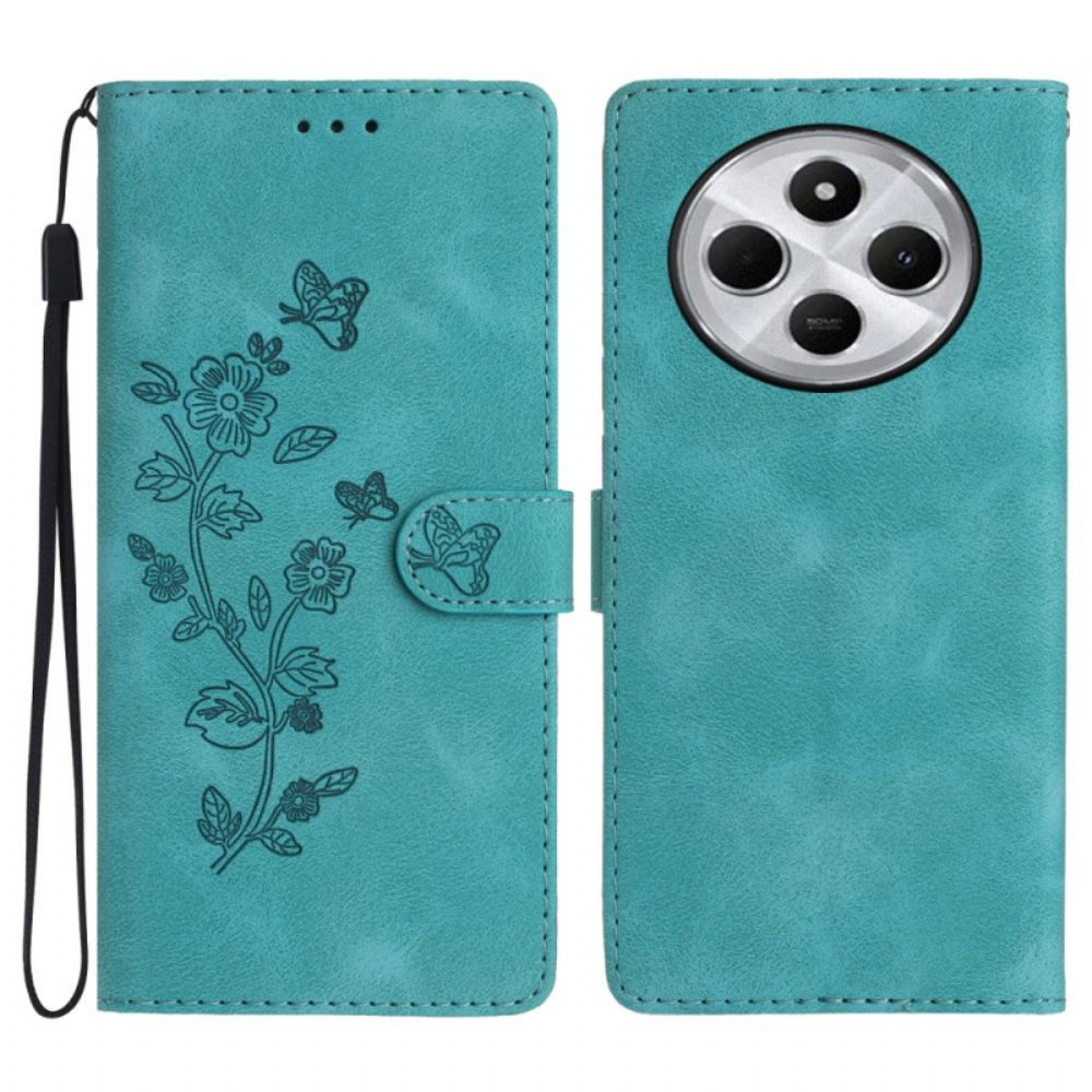 Leren Hoesje Poco C75 Bloemenprint