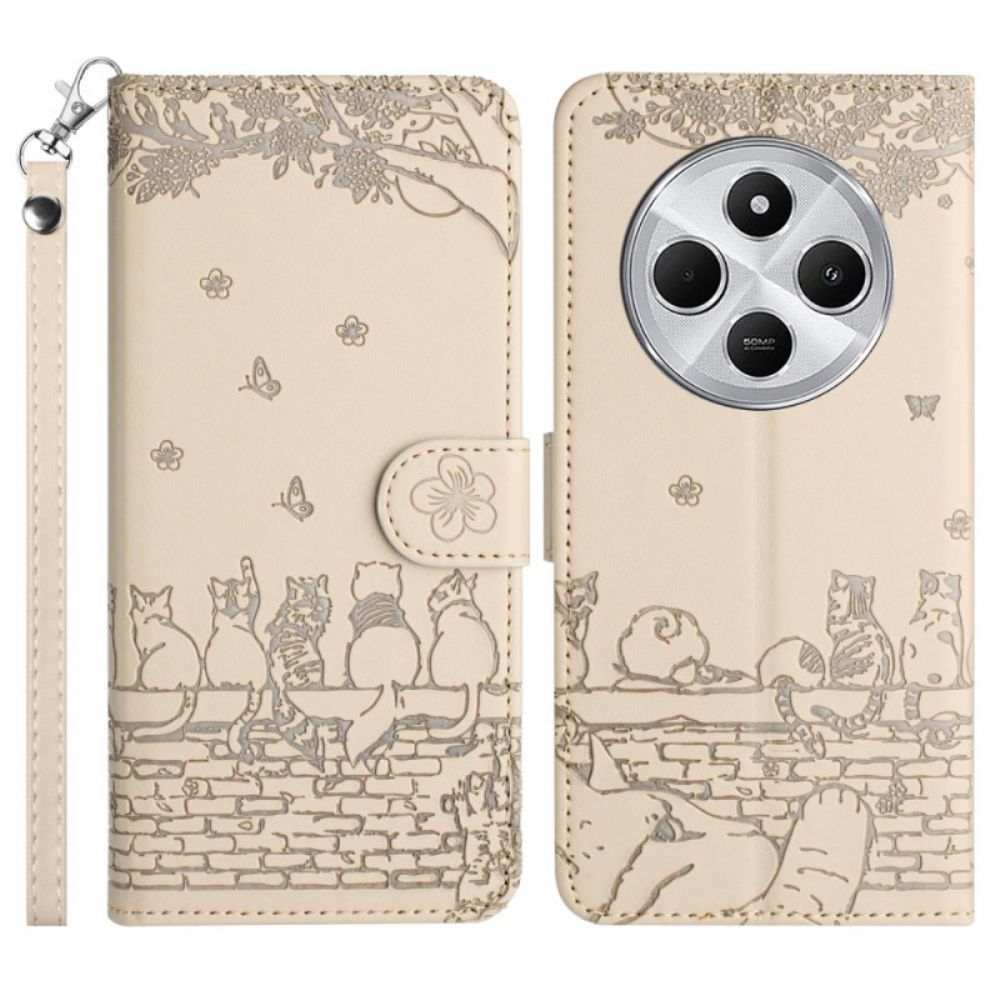 Leren Hoesje Poco C75 Katten Met Bandje Bescherming Hoesje