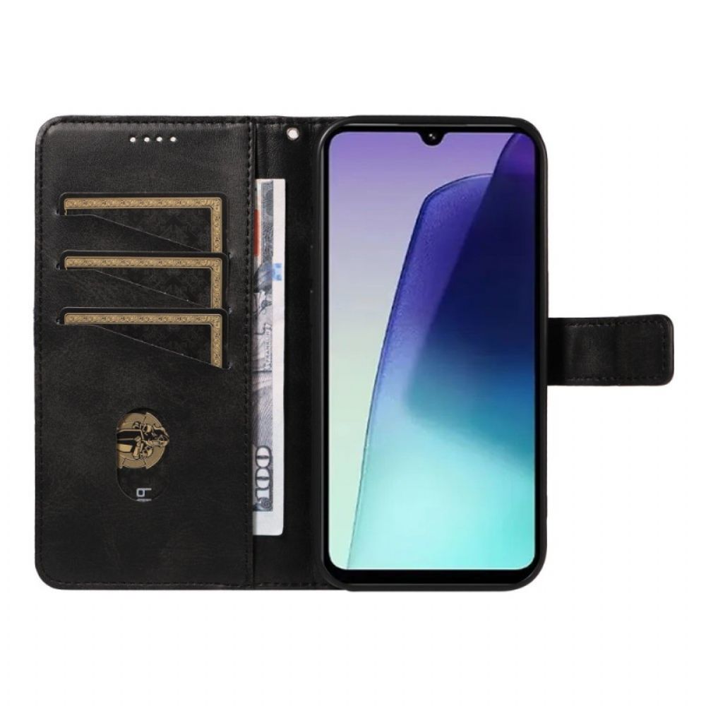 Leren Hoesje Poco C75 Tweekleurige Strepen Bescherming Hoesje