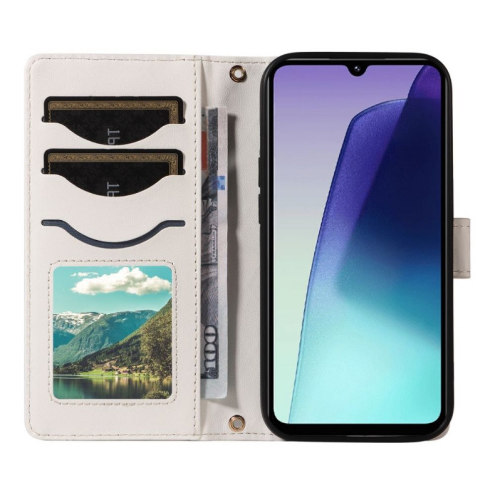 Leren Hoesje Voor Poco C75 Gewatteerd Met Schouderband En Polsband