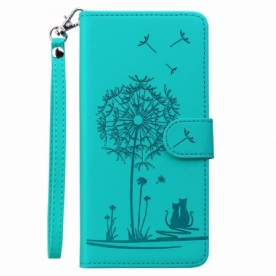 Leren Hoesje Voor Poco C75 Paardenbloempatroon Met Bandje