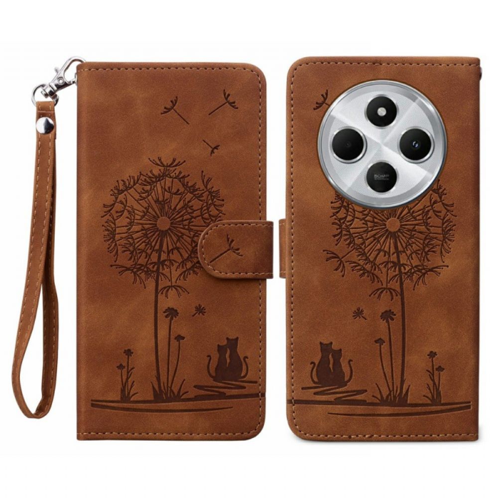 Leren Hoesje Voor Poco C75 Paardenbloempatroon Met Bandje