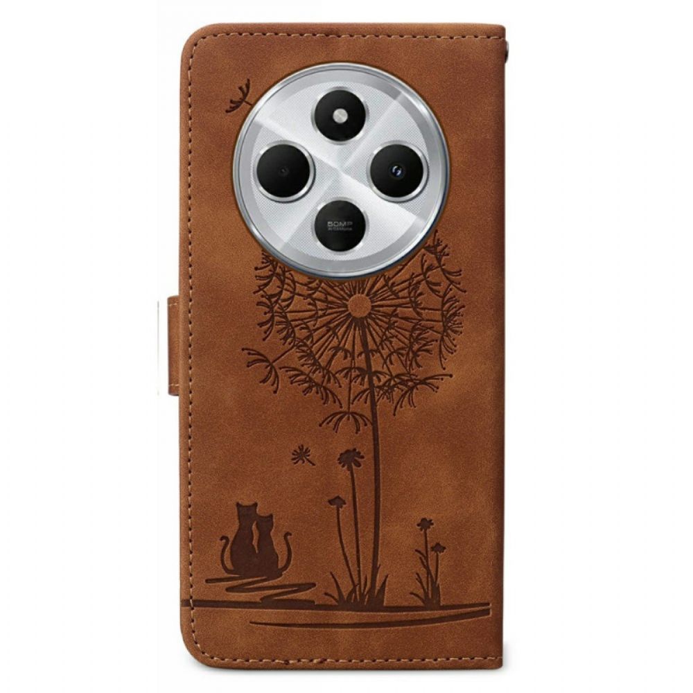 Leren Hoesje Voor Poco C75 Paardenbloempatroon Met Bandje