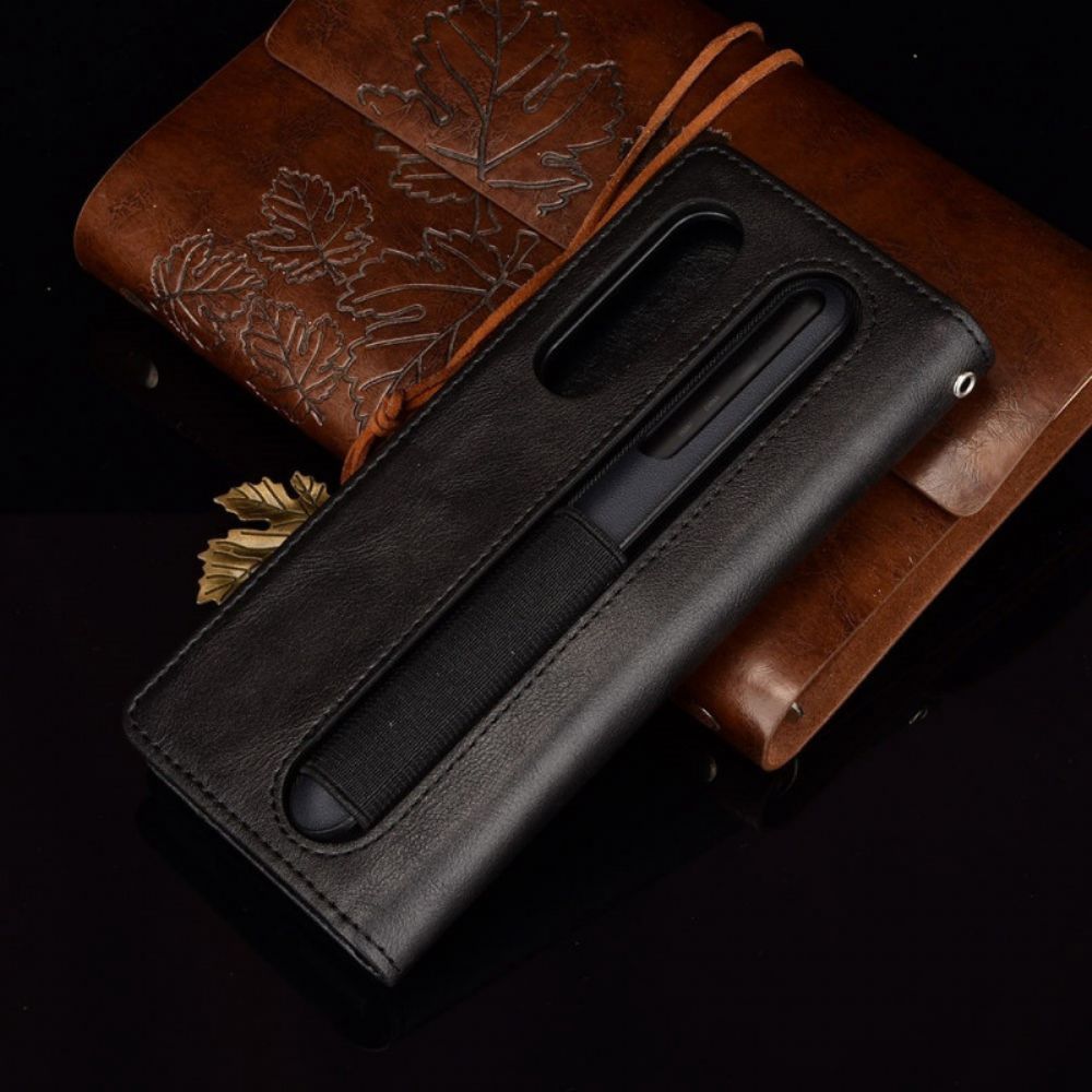 Bescherming Hoesje voor Samsung Galaxy Z Fold 4 Folio-hoesje Retro Pen Rang