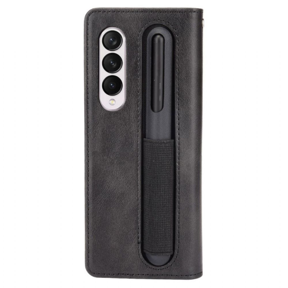 Bescherming Hoesje voor Samsung Galaxy Z Fold 4 Folio-hoesje Retro Pen Rang
