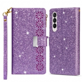 Folio-hoesje voor Samsung Galaxy Z Fold 4 Ultra Lovertjes Met Riem