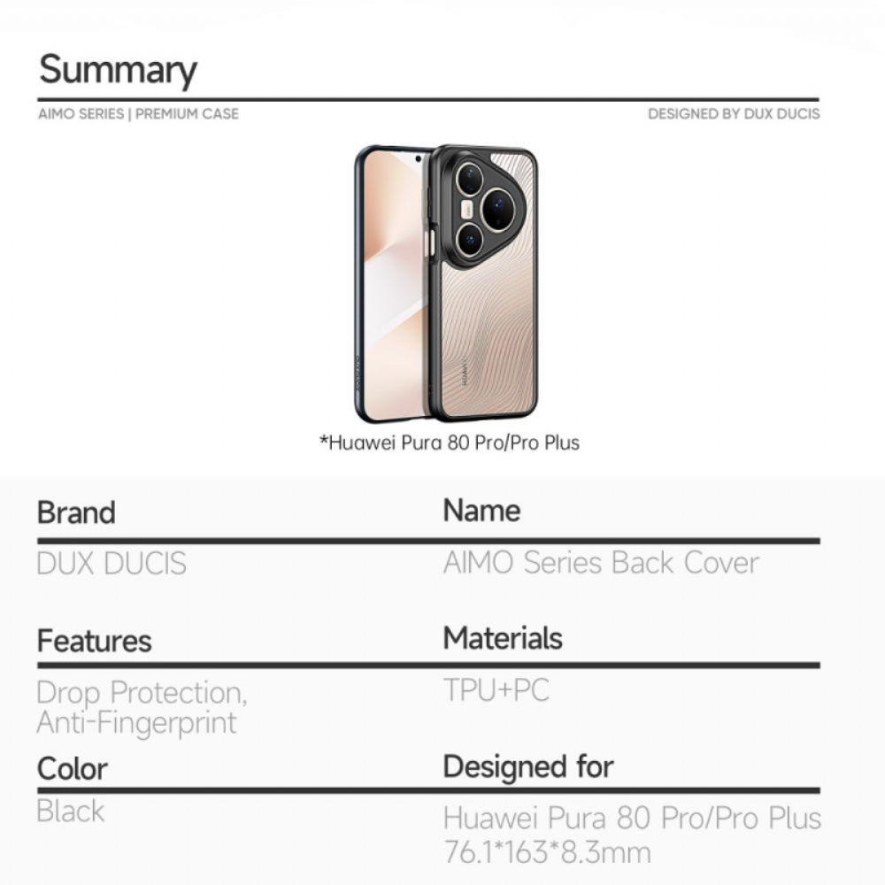 Hoesje Huawei Pura 80 Pro Aimo-serie Dux Ducis