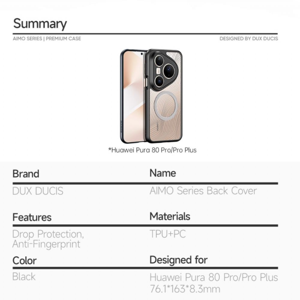 Hoesje Huawei Pura 80 Pro Magsafe Aimo-serie Dux Ducis Bescherming Hoesje