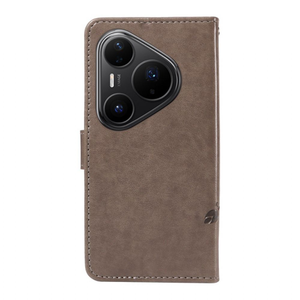 Leren Hoesje Huawei Pura 80 Pro Bloemenpatroon