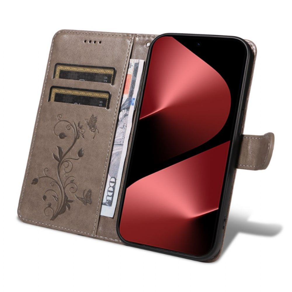 Leren Hoesje Huawei Pura 80 Pro Bloemenpatroon