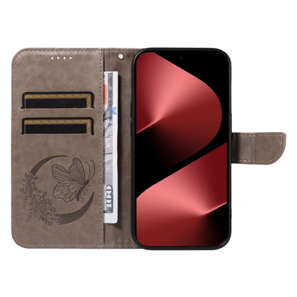 Leren Hoesje Huawei Pura 80 Pro Grafische Vlinder Bescherming Hoesje