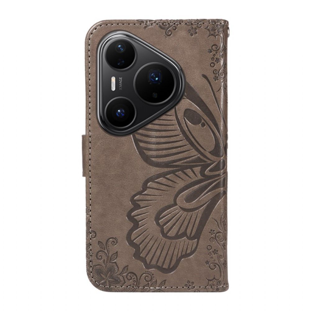 Leren Hoesje Huawei Pura 80 Pro Grafische Vlinder Bescherming Hoesje