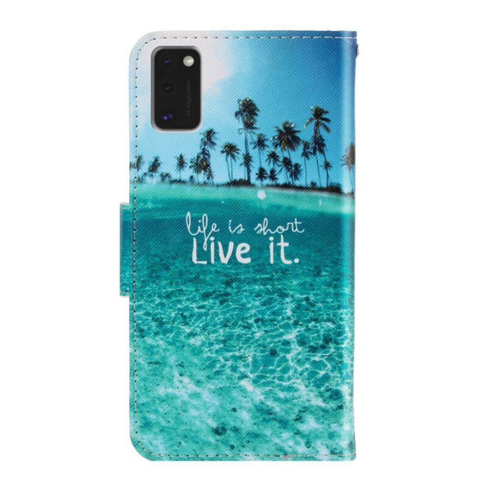 Folio-hoesje voor Samsung Galaxy A41 Met Ketting Leef Het Met Bandjes