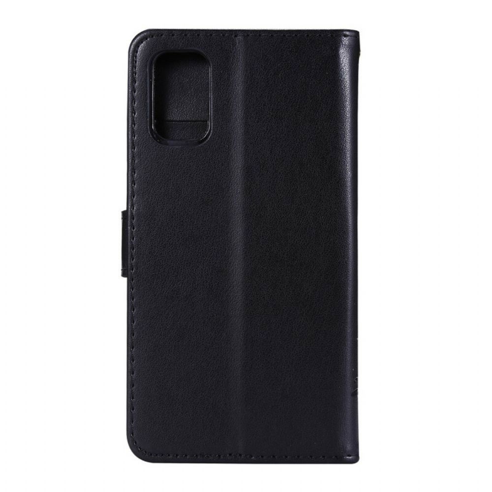 Leren Hoesje voor Samsung Galaxy A41 Vlinders En Bloemen