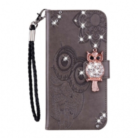 Flip Case voor Samsung Galaxy S21 5G Uil Mandala En Charm