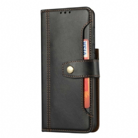 Folio-hoesje voor Samsung Galaxy S21 5G Lederen Effect Kaarthouder En Riem Aan De Voorkant
