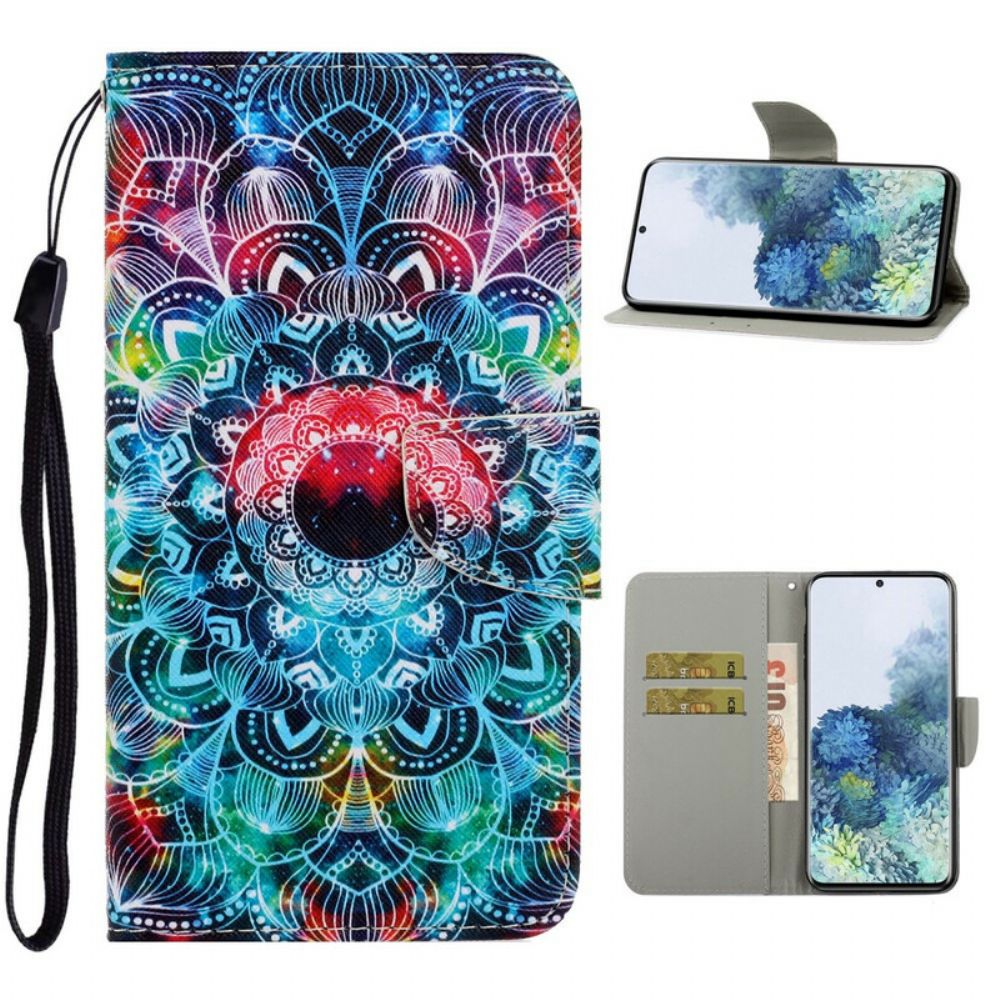 Folio-hoesje voor Samsung Galaxy S21 5G Met Ketting Flashy Strappy Mandala