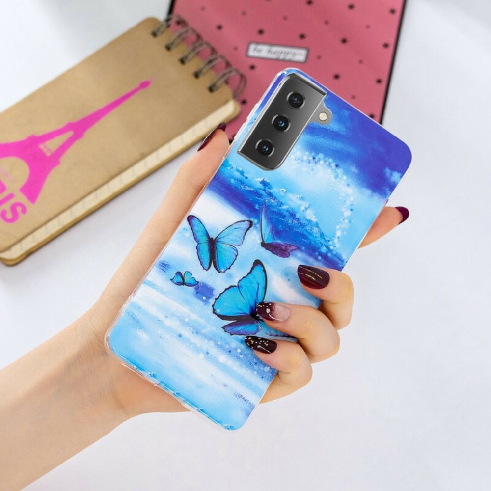 Hoesje voor Samsung Galaxy S21 5G Fluorescerende Vlinderserie