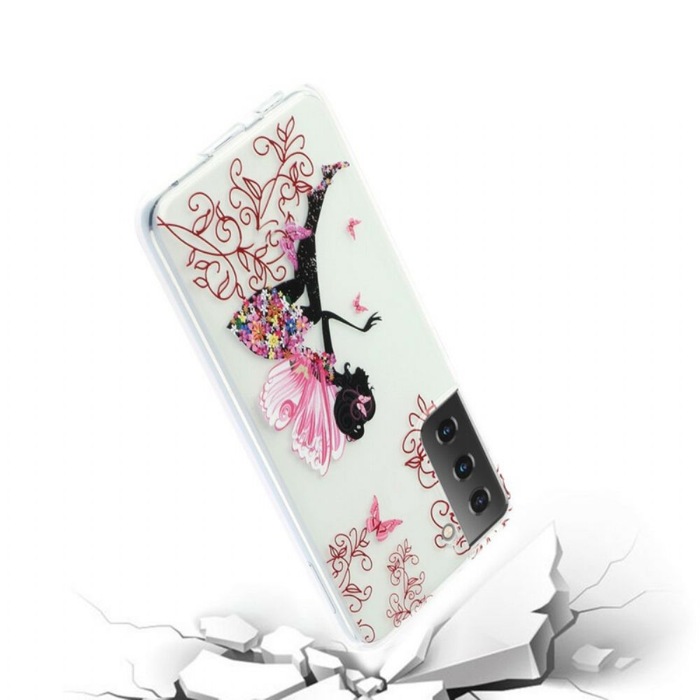 Hoesje voor Samsung Galaxy S21 5G Transparante Bloemenfee
