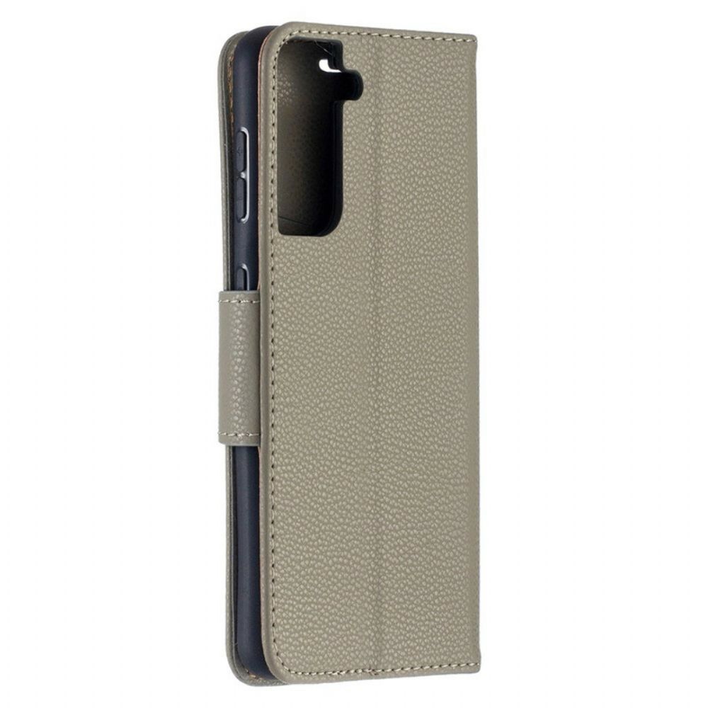Leren Hoesje voor Samsung Galaxy S21 5G Folio-hoesje Litchi Flap Schuin