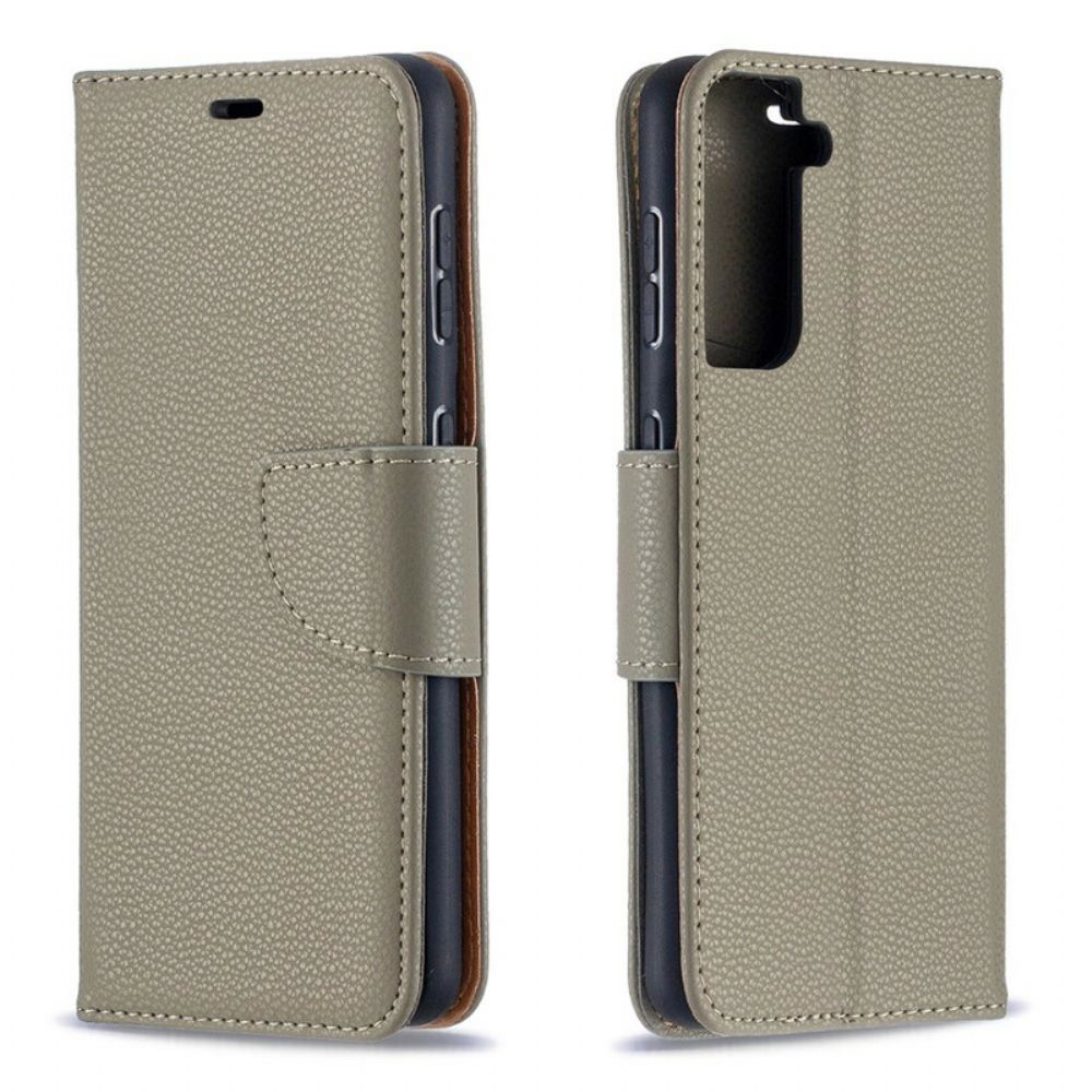 Leren Hoesje voor Samsung Galaxy S21 5G Folio-hoesje Litchi Flap Schuin