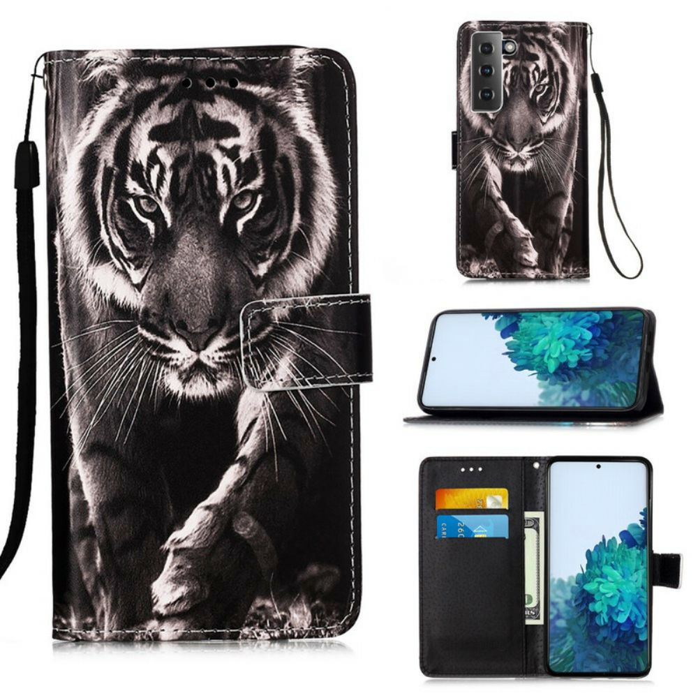 Leren Hoesje voor Samsung Galaxy S21 5G Nachttijger