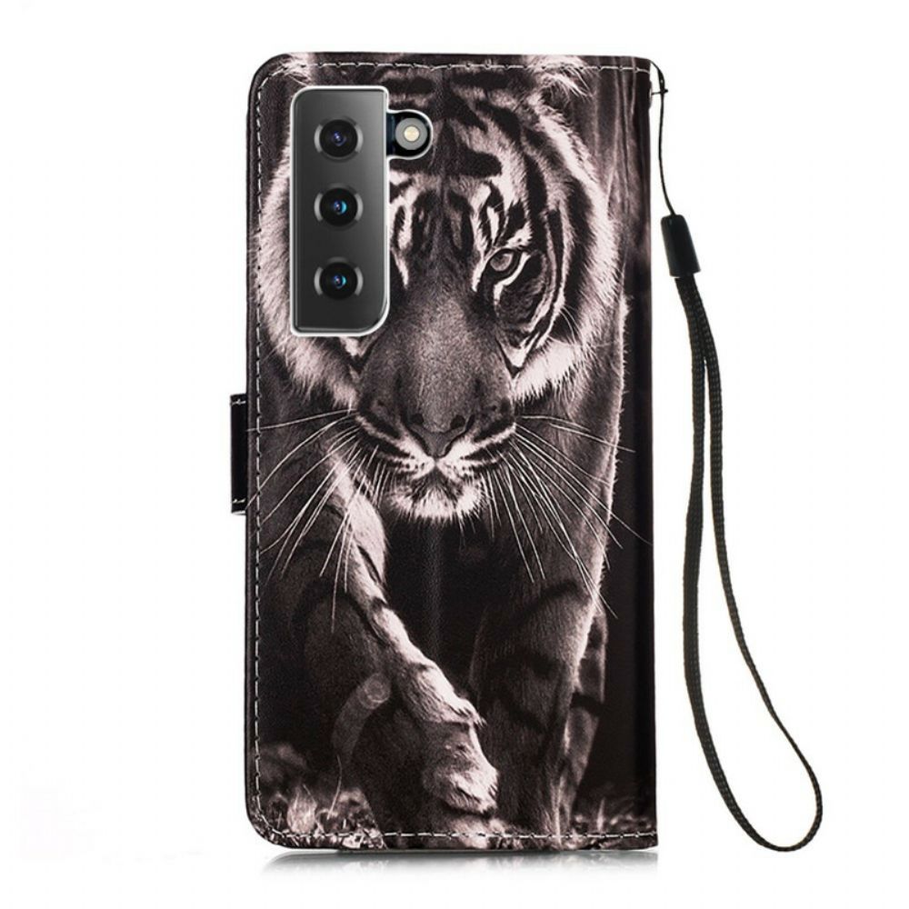 Leren Hoesje voor Samsung Galaxy S21 5G Nachttijger