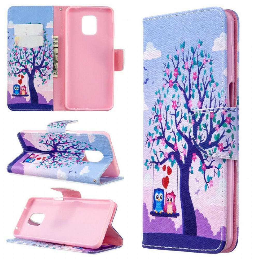 Folio-hoesje voor Xiaomi Redmi Note 9S / Note 9 Pro Uilen Op De Schommel