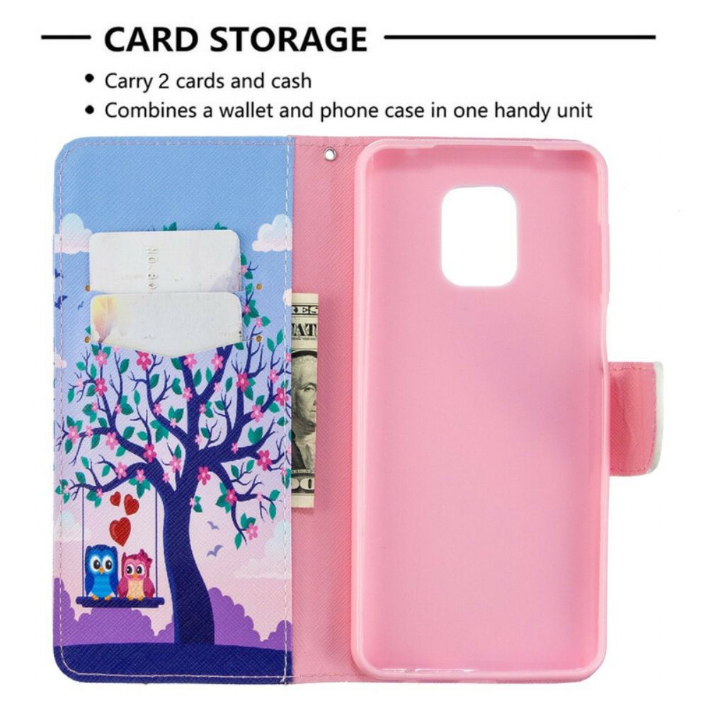 Folio-hoesje voor Xiaomi Redmi Note 9S / Note 9 Pro Uilen Op De Schommel