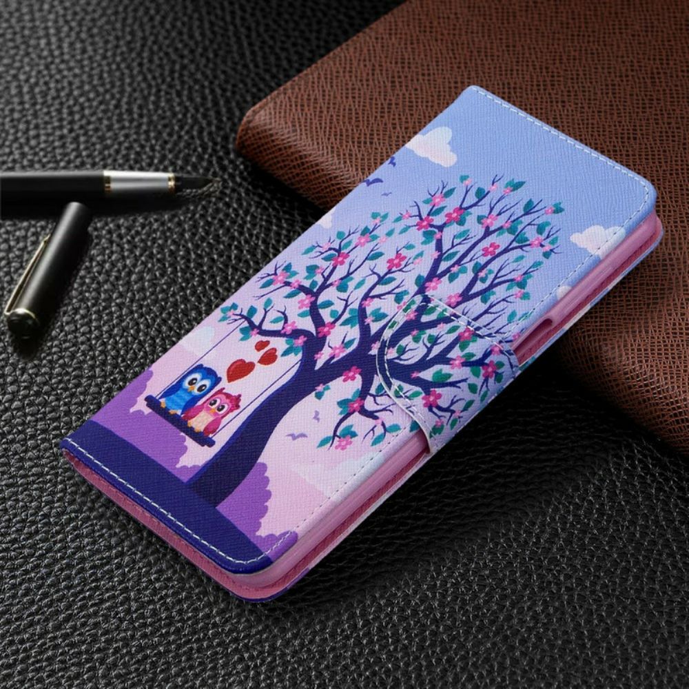 Folio-hoesje voor Xiaomi Redmi Note 9S / Note 9 Pro Uilen Op De Schommel