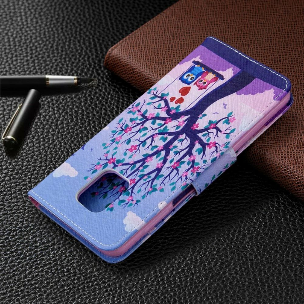 Folio-hoesje voor Xiaomi Redmi Note 9S / Note 9 Pro Uilen Op De Schommel