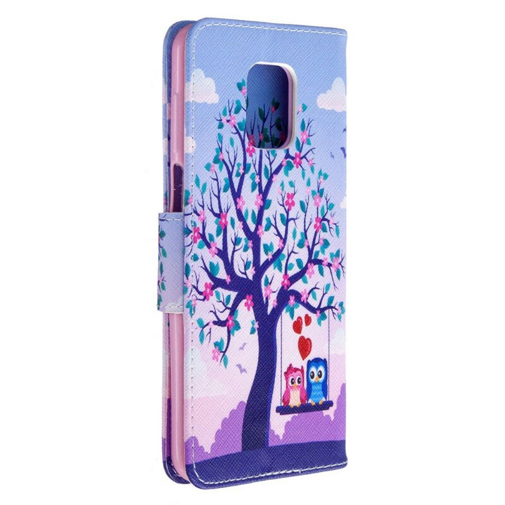 Folio-hoesje voor Xiaomi Redmi Note 9S / Note 9 Pro Uilen Op De Schommel