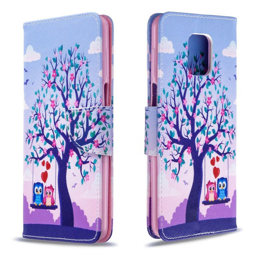 Folio-hoesje voor Xiaomi Redmi Note 9S / Note 9 Pro Uilen Op De Schommel